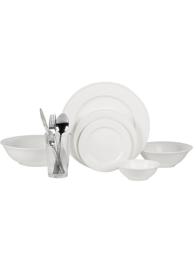 10 Strawberry Street Nova White Round 62Piece Dinnerware Set Service for 6 - Image 2