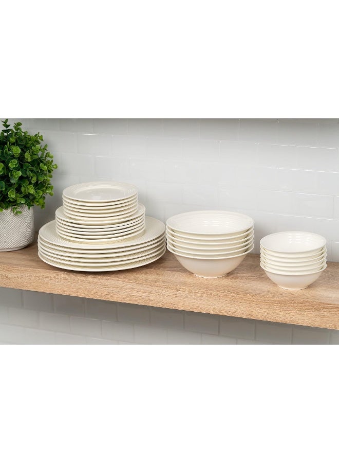 10 Strawberry Street Nova White Round 62Piece Dinnerware Set Service for 6 - Image 4