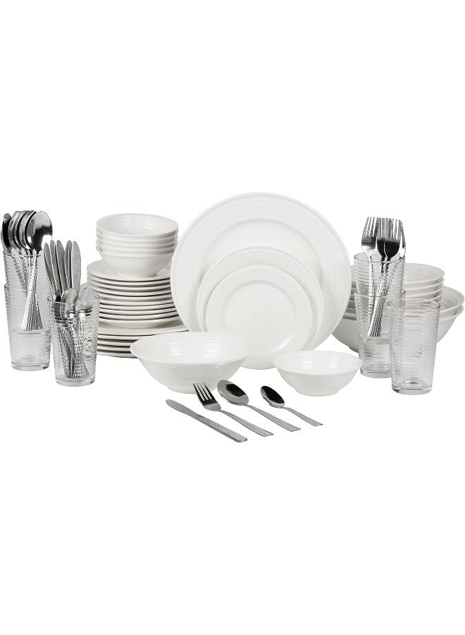 10 Strawberry Street Nova White Round 62Piece Dinnerware Set Service for 6 - Image 1