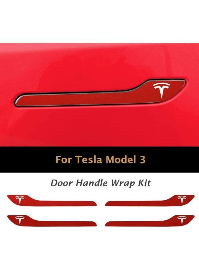 Ipg For Tesla Model 3 / Model Y Door Handle Decal Sticker Wrap Kit (Set Of 4) With Tesla Logo (Pearl Red Multi-Coat) - Image 3