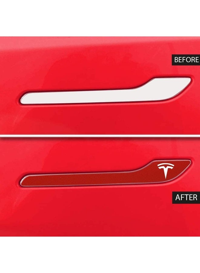 Ipg For Tesla Model 3 / Model Y Door Handle Decal Sticker Wrap Kit (Set Of 4) With Tesla Logo (Pearl Red Multi-Coat) - Image 4