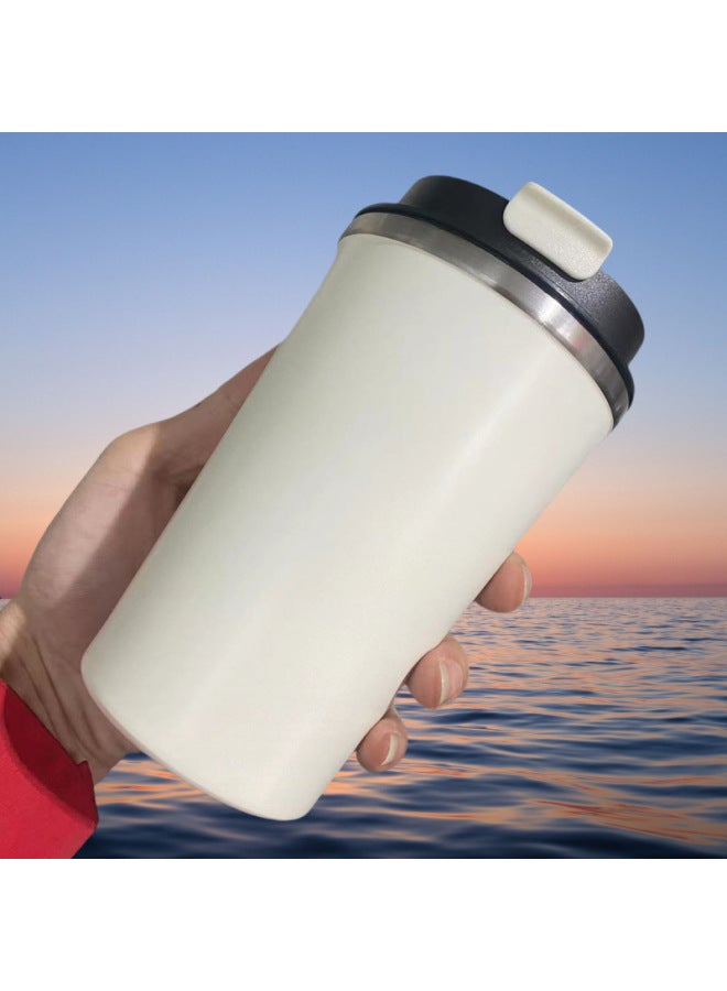 Stainless Steel Vacuum Insulated Cup, Creative And Fashionable Flip-top Coffee Cup, Portable Direct Drinking Outdoor Cup