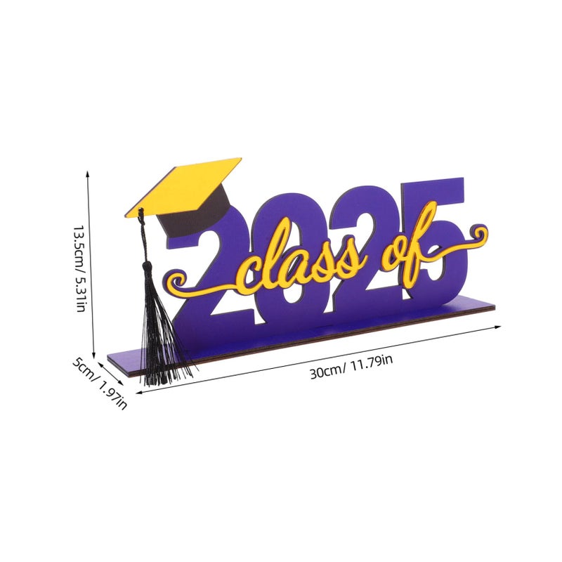 Graduation Table Decor Wooden Sign Gold Acrylic Black Tassel Easy Assembly Photo Prop Centerpiece - Image 3