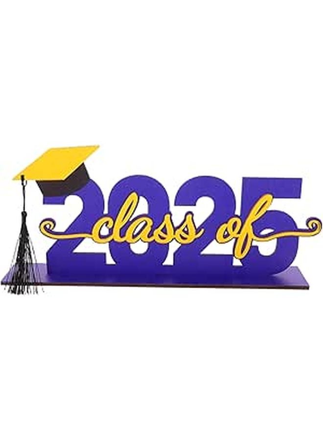 Graduation Table Decor Wooden Sign Gold Acrylic Black Tassel Easy Assembly Photo Prop Centerpiece - Image 1