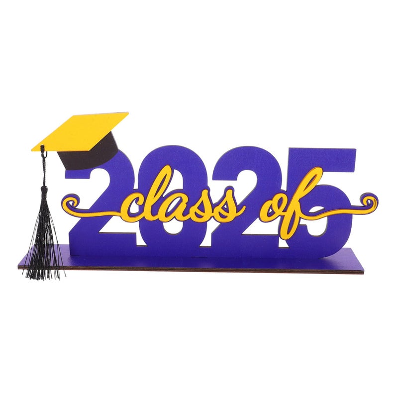 Graduation Table Decor Wooden Sign Gold Acrylic Black Tassel Easy Assembly Photo Prop Centerpiece - Image 2