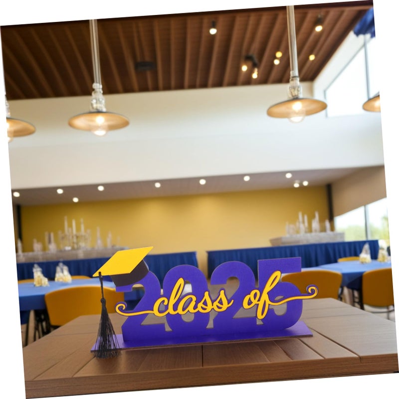 Graduation Table Decor Wooden Sign Gold Acrylic Black Tassel Easy Assembly Photo Prop Centerpiece - Image 5