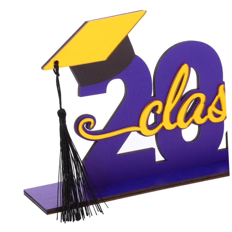 Graduation Table Decor Wooden Sign Gold Acrylic Black Tassel Easy Assembly Photo Prop Centerpiece - Image 4