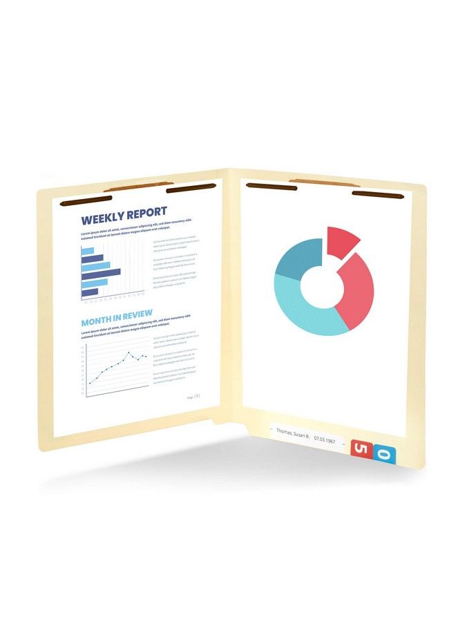 Blue Summit Supplies مجلدات ملفات مانيل الثقيلة مع علامات نهاية معززة وقص مستقيم مع 2 مشبك، مجلدات ملفات طبية قياسية بحجم رسالة مانيل، 50 حزمة - Image 4