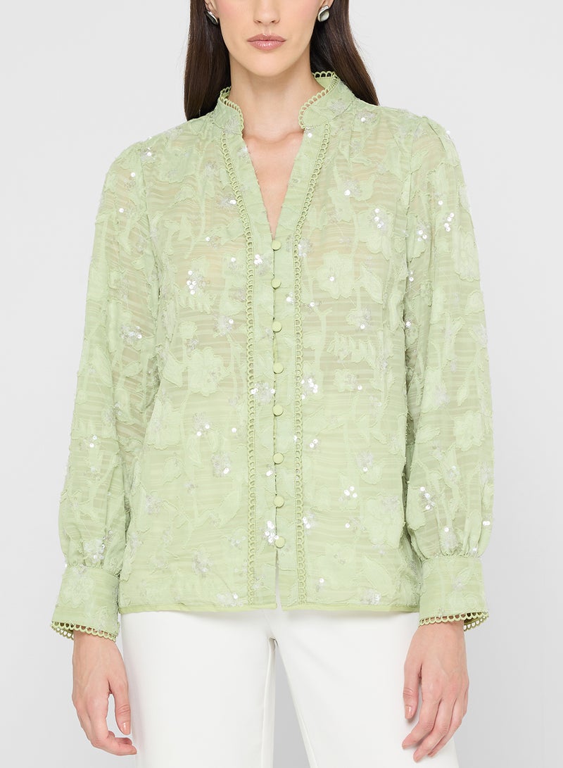 ELLA Button Down Shirt With Embellishment - Image 3