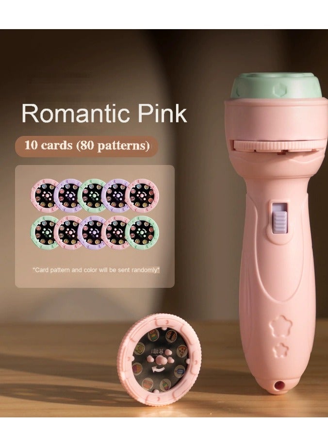 Cartoon Kids Projection Flashlight | Pink Mini Projector | 80 Image Slides | Educational Toy for Baby & Toddler | Handheld Toy Projector | Gift for Kids | Early Learning Night Light | Space, Animals, Food, Numbers & More | Market Stall Toy | Gift Box Packaging | 11.5*3.8 cm  - Image 1
