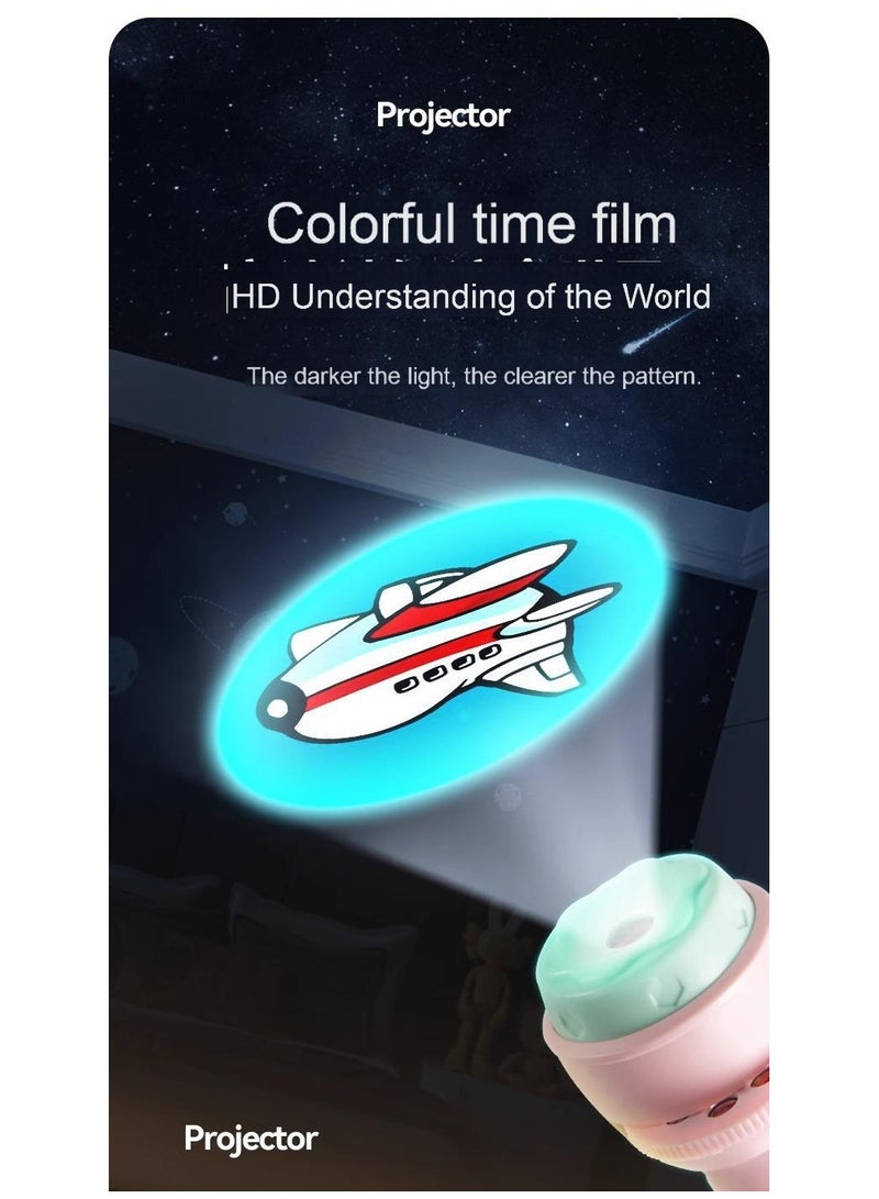 Cartoon Kids Projection Flashlight | Pink Mini Projector | 80 Image Slides | Educational Toy for Baby & Toddler | Handheld Toy Projector | Gift for Kids | Early Learning Night Light | Space, Animals, Food, Numbers & More | Market Stall Toy | Gift Box Packaging | 11.5*3.8 cm  - Image 2