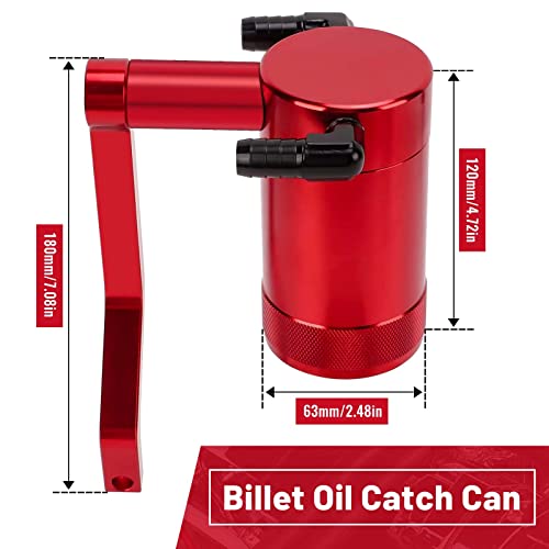 BOMLING 6.4L Billet Oil Catch Can Kit W/ New 5.7 HEMI Z-Bracket Technology Compatible with 2011-2021 Dodge Charger Challenger Chrysler 300 Air Oil Separator,Red - Image 2