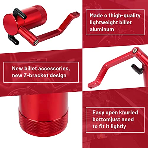 BOMLING 6.4L Billet Oil Catch Can Kit W/ New 5.7 HEMI Z-Bracket Technology Compatible with 2011-2021 Dodge Charger Challenger Chrysler 300 Air Oil Separator,Red - Image 4