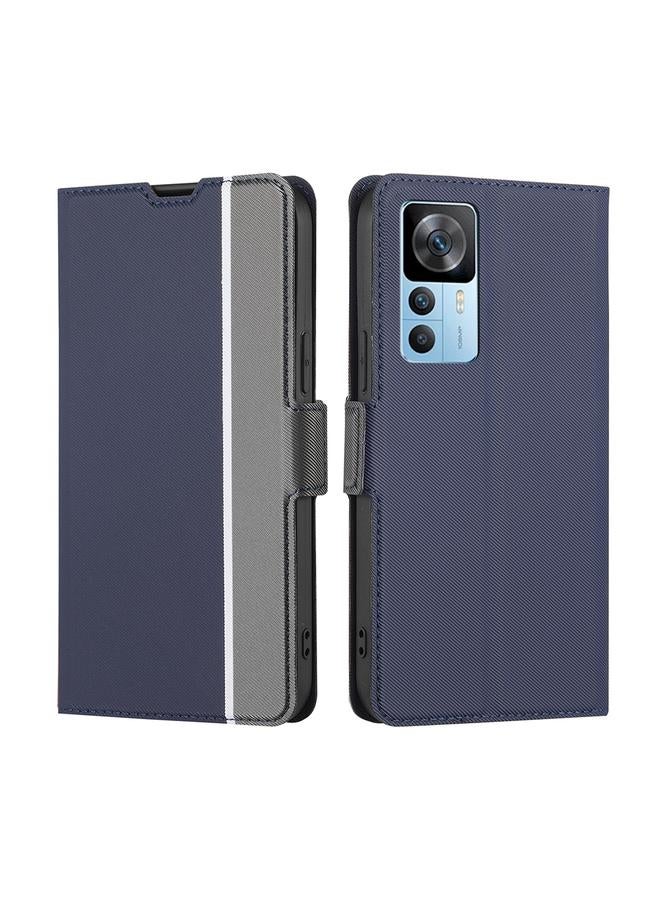 The Bros Case For Xiaomi Redmi K50 Ultra/Xiaomi 12T/Xiaomi 12T Pro Twill Texture Side Button Leather Phone Case