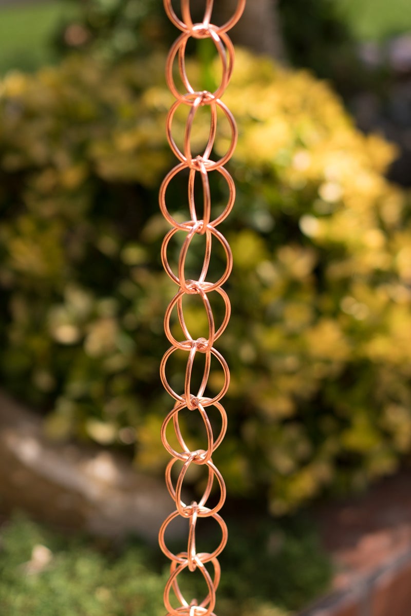 Monarch Rain Chains Pure Copper Ring Rain Chain, 8.5 ft Decorative Rain Catcher Chain for Gutters, Rain Chains for Outside, Rain Gutter Replacement Downspout - Image 3