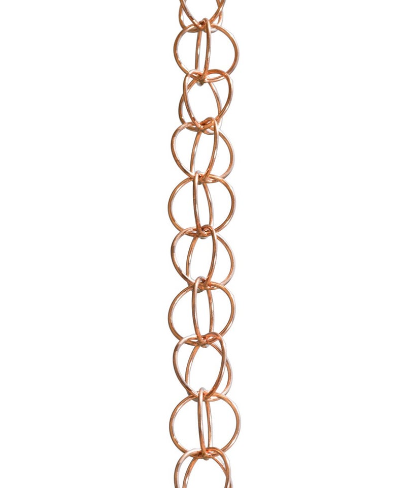 Monarch Rain Chains Pure Copper Ring Rain Chain, 8.5 ft Decorative Rain Catcher Chain for Gutters, Rain Chains for Outside, Rain Gutter Replacement Downspout - Image 1