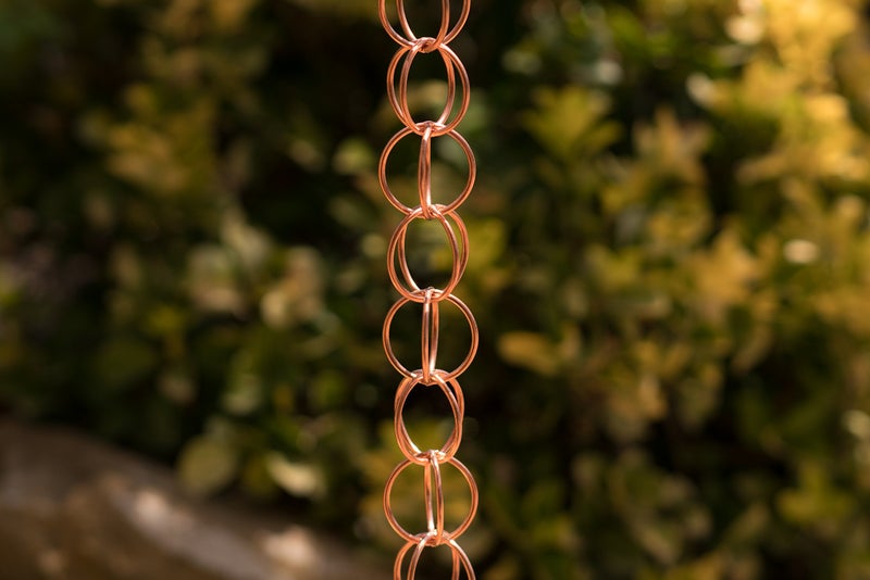 Monarch Rain Chains Pure Copper Ring Rain Chain, 8.5 ft Decorative Rain Catcher Chain for Gutters, Rain Chains for Outside, Rain Gutter Replacement Downspout - Image 4