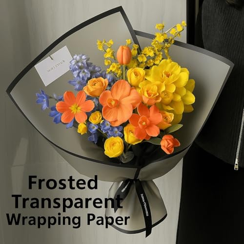BBJ WRAPS Black Flower Wrapping Paper Waterproof Floral Bouquet Wraps, Korean Paper wrap Florist Supplies 20 Counts (Black) - Image 4
