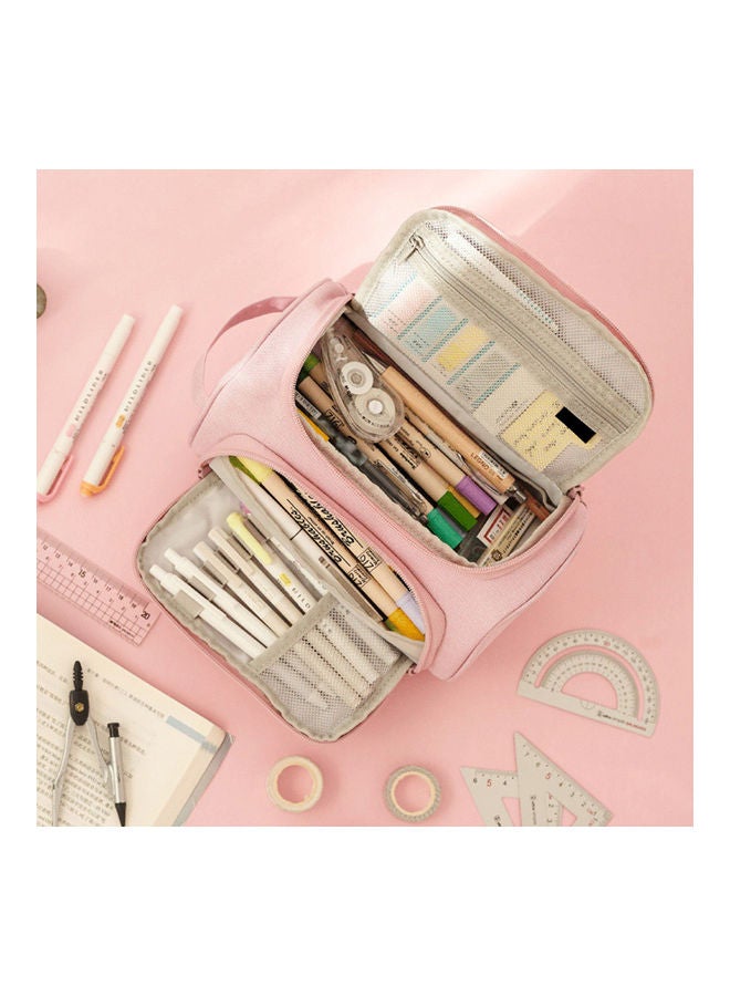 NIBEMINENT Double Open Pocket Stationery Box Pink - Image 3