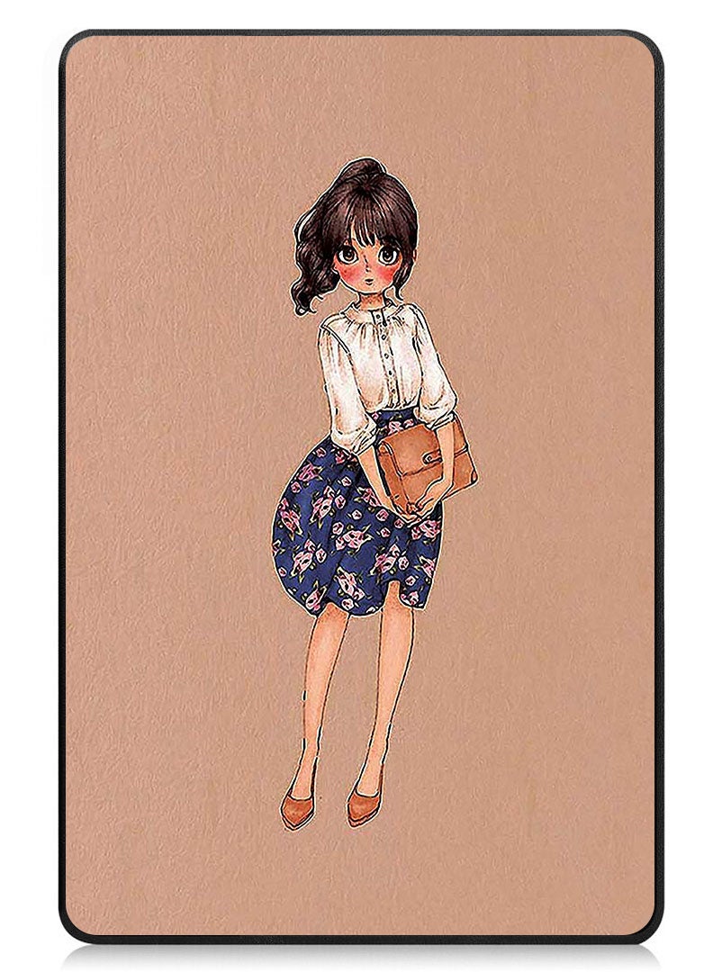 Theodor Protective Flip Case For Lenovo Tab M8 (4th Gen) - 2023 With Trifold Stand Auto Wake Sleep Shockproof Cover Girl holding bag  - Image 1