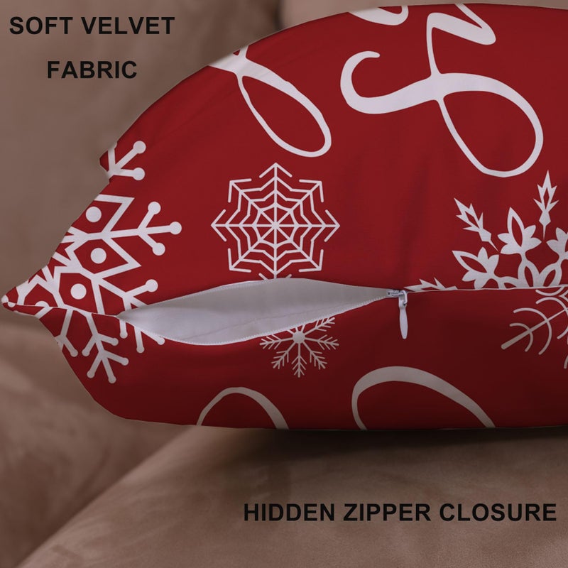 EZVING Set of 4 22x22 Christmas Pillow Covers Baby It's Cold Outside Gift Pine Tree Snowflake 22 x 22 Christmas Throw Pillow Case Set of 4 Soft Velvet Cushion Cover Home Office Decorative Square - Image 4