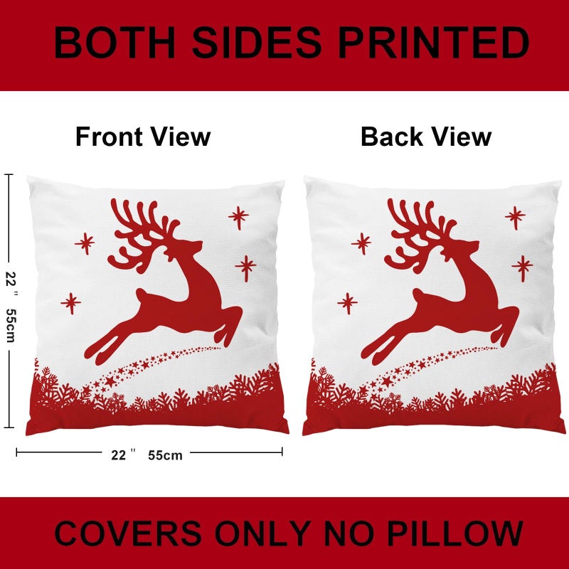 EZVING Set of 4 22x22 Christmas Pillow Covers Baby It's Cold Outside Gift Pine Tree Snowflake 22 x 22 Christmas Throw Pillow Case Set of 4 Soft Velvet Cushion Cover Home Office Decorative Square - Image 2
