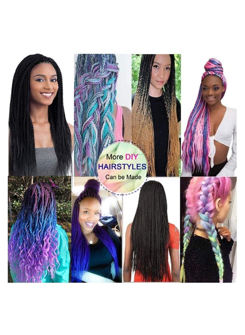 إستيل 6 عبوات وصلات شعر مضفرة جامبو متدرجة أومبير 24 بوصة وصلات شعر من الألياف الاصطناعية بدرجة حرارة عالية للتضفير (أسود إلى رمادي فضي) - Image 3