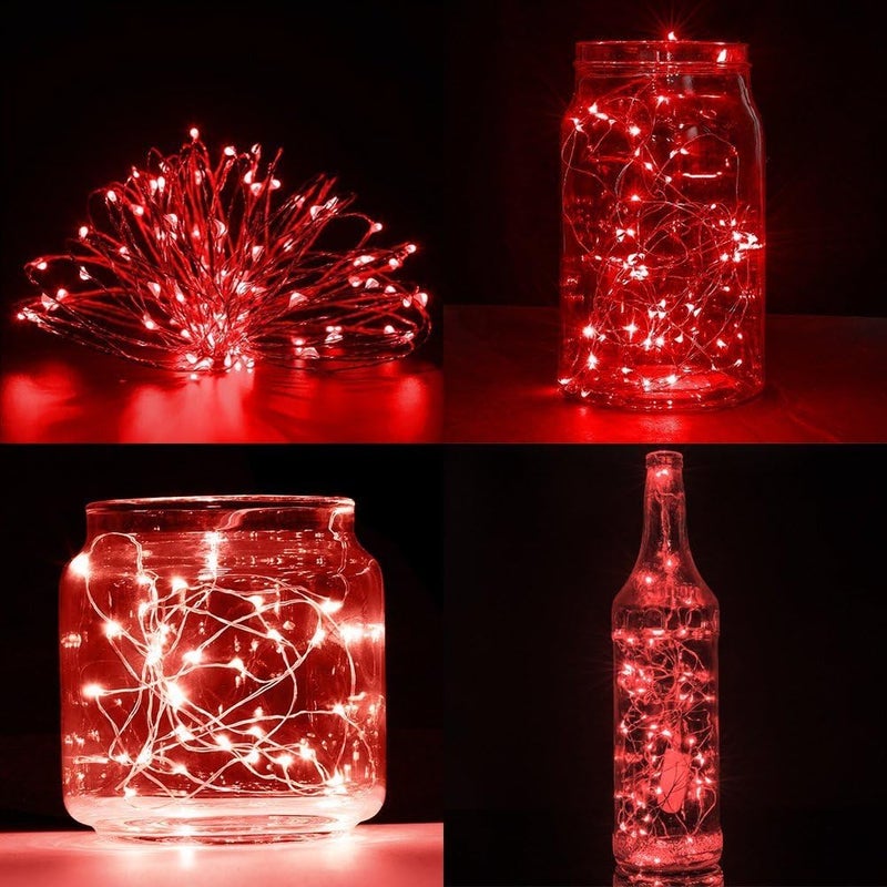 ANJAYLIA Red String Lights, 10Ft/3M 30leds Bright Light Party Home Festival Decorations Battery Operated Lights - Image 1