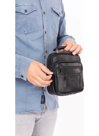 My Geppeto Bag Men's Black Steel Case Leather Hand and Shoulder Bag Small Size  - Image 3