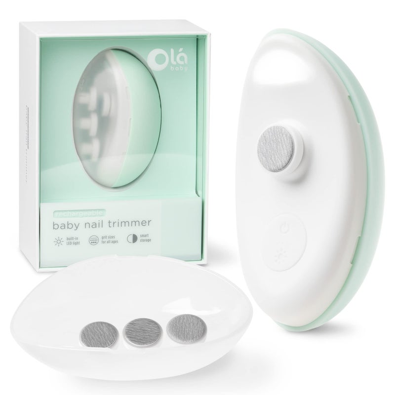 Olababy Rechargeable Electric Baby Nail Trimmer | Newborn Nail Clipper | Electronic File for Babies | Infant/Toddler Nail Grooming Kit | Portable Manicure Essentials | LED Light Fingernail Cutter Set - Image 1