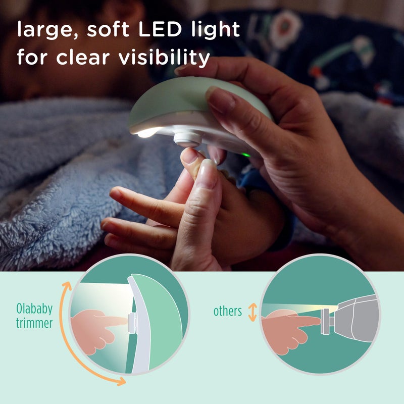 Olababy Rechargeable Electric Baby Nail Trimmer | Newborn Nail Clipper | Electronic File for Babies | Infant/Toddler Nail Grooming Kit | Portable Manicure Essentials | LED Light Fingernail Cutter Set - Image 3