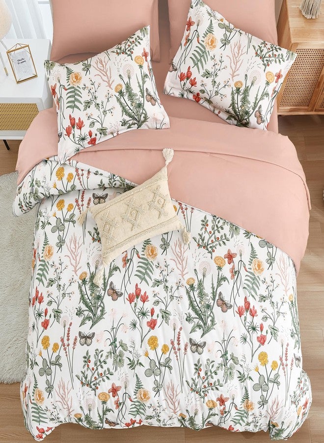 Yiran 7 Piece Floral Comforter Set Queen Size, White Green Comforter Bedding Set, Botanical Bed in a Bag with Flowers Pattern, Soft Microfiber Complete Bedding Set with Sheets for All Season - Image 3