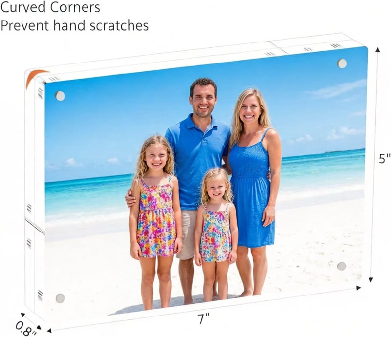 GENGENZER Mini Picture Frame 5x7 inch Clear Acrylic Magnetic Photo Business Card Frame 20mm Thick Double Sided Wallet Size Desktop Display Frames for Office Home Decor Photos Cards (5"x 7", 1pcs) - Image 3