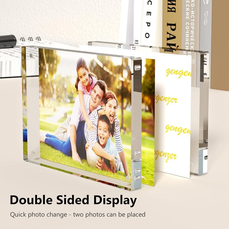 GENGENZER Mini Picture Frame 5x7 inch Clear Acrylic Magnetic Photo Business Card Frame 20mm Thick Double Sided Wallet Size Desktop Display Frames for Office Home Decor Photos Cards (5"x 7", 1pcs) - Image 5