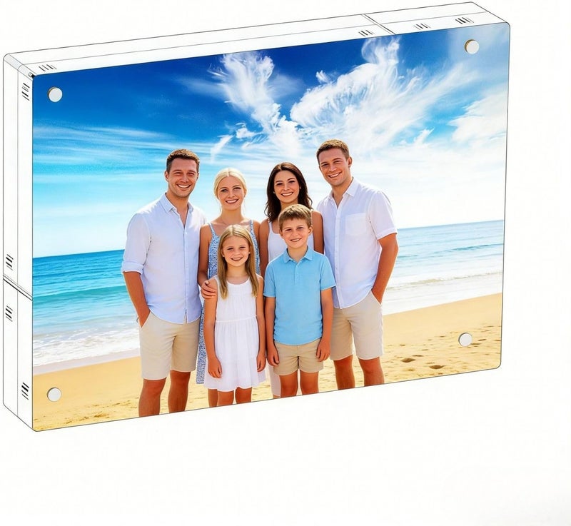 GENGENZER Mini Picture Frame 5x7 inch Clear Acrylic Magnetic Photo Business Card Frame 20mm Thick Double Sided Wallet Size Desktop Display Frames for Office Home Decor Photos Cards (5"x 7", 1pcs) - Image 1