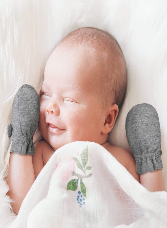 Reyow Newborn Baby No Scratch Mittens Stay On, 100% Cotton Breathable, Adjustable Infant Gloves for Baby Boys Girls Mittens, Navy/Gray, 0-3 Months - Image 3