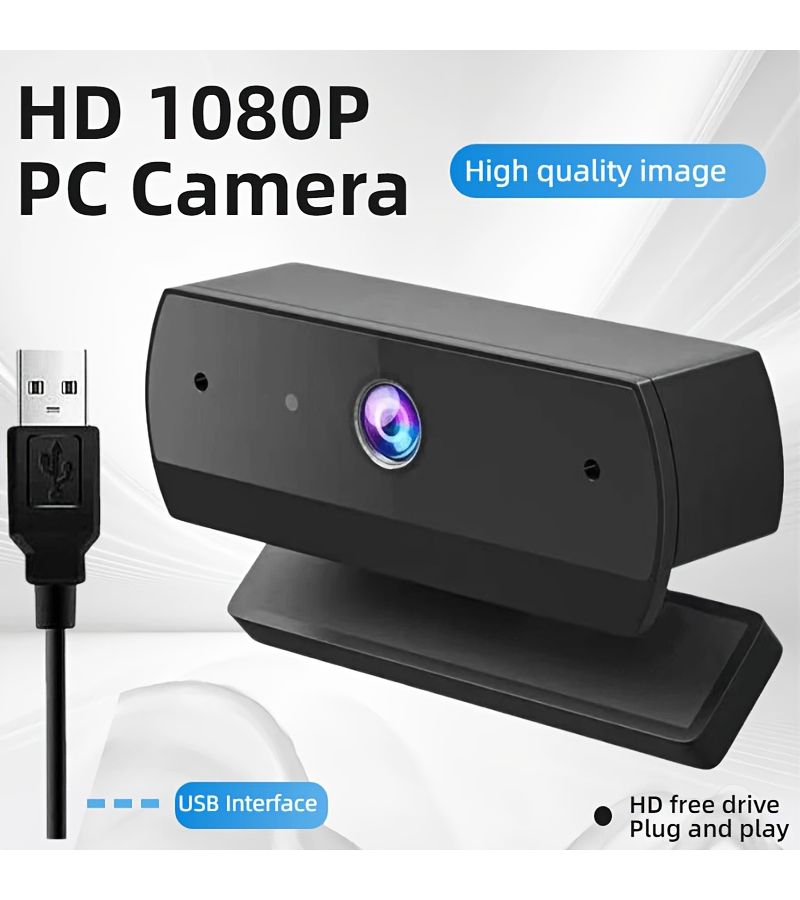 كاميرا ويب خارجية سوداء بدقة HD 1080P، تعمل بتقنية USB والتوصيل والتشغيل لأجهزة الكمبيوتر المكتبية والمحمولة، مع ميكروفون للبث المباشر - Image 2