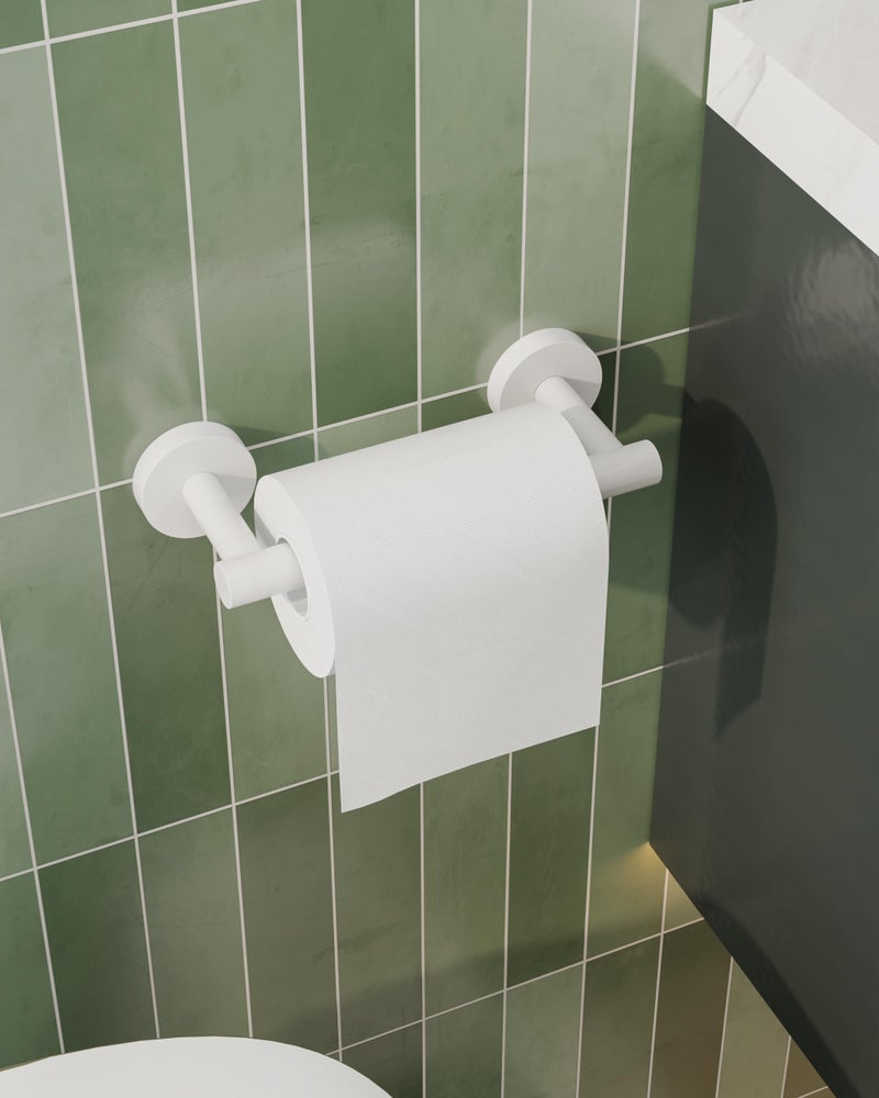RARXTR White Toilet Paper Holder SUS304 Stainless Steel Double Post Pivoting Toilet Paper Roll Holder Wall Mounted Toilet Tissue Holder for Commercial Bathroom RV Brushed Brass Finish - Image 3