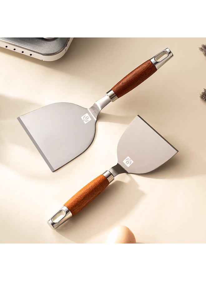 Tiramisu Special Shovel Stainless Steel Pancake Fruit Shovel Wooden Handle Teppanyaki Flat Shovel Tools Cooking Shovel-Color:Square Cake Spatula - Image 4