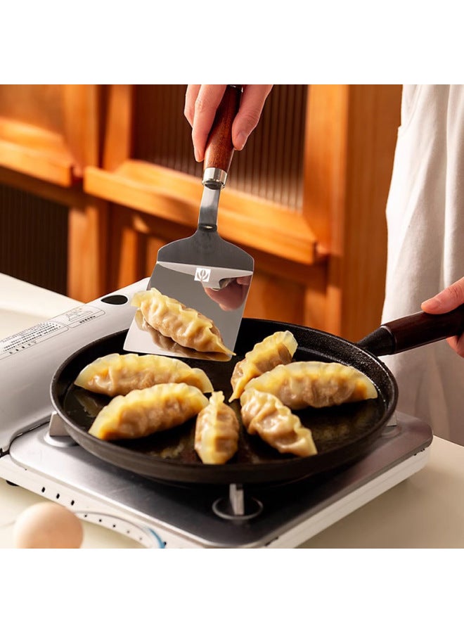 Tiramisu Special Shovel Stainless Steel Pancake Fruit Shovel Wooden Handle Teppanyaki Flat Shovel Tools Cooking Shovel-Color:Square Cake Spatula - Image 5