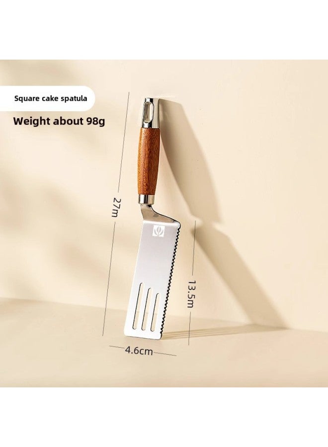 Tiramisu Special Shovel Stainless Steel Pancake Fruit Shovel Wooden Handle Teppanyaki Flat Shovel Tools Cooking Shovel-Color:Square Cake Spatula - Image 1