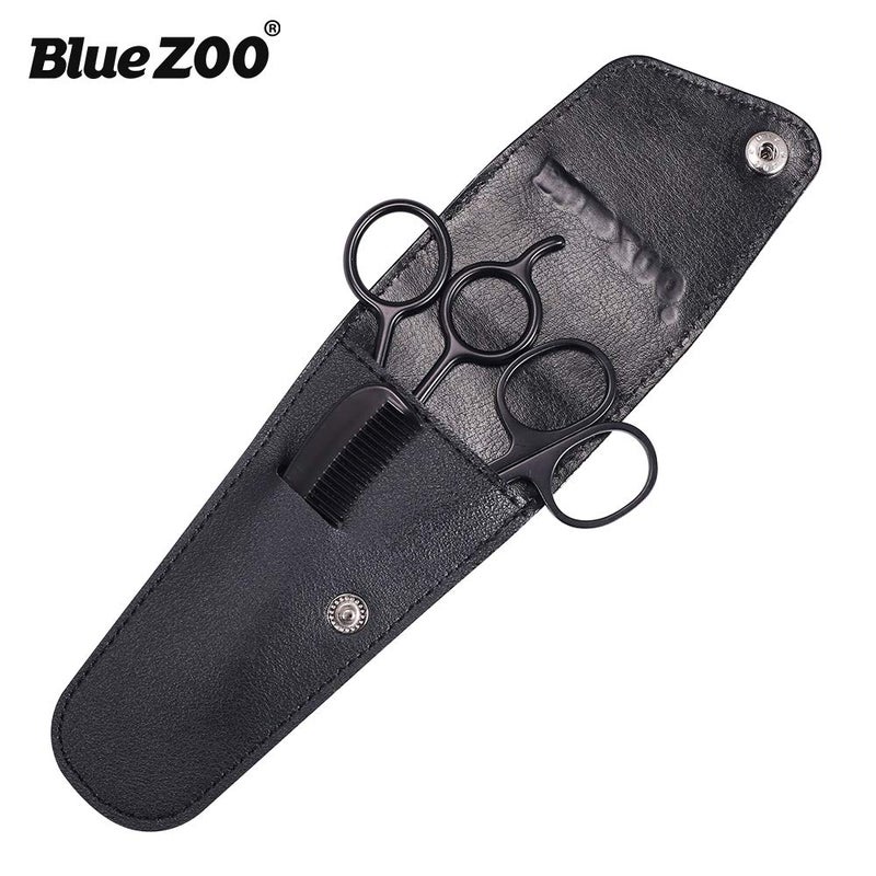 BlueZOO Beard Mustache Scissors and Comb Kit with PU Storage Bag, Rounded Safety Nose Hair Scissor for Men and Women Care Grooming, Ear Trimming Tool, Shears for Personal Grooming, Cutting & Styling - Image 5