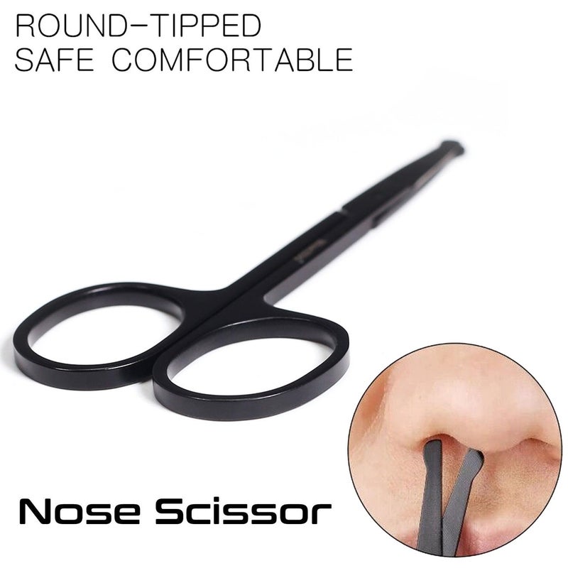 BlueZOO Beard Mustache Scissors and Comb Kit with PU Storage Bag, Rounded Safety Nose Hair Scissor for Men and Women Care Grooming, Ear Trimming Tool, Shears for Personal Grooming, Cutting & Styling - Image 3