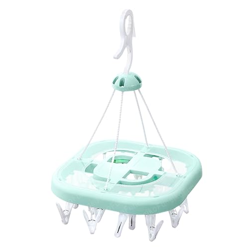 Funeiko Clips Hanger for Clothes Drying, Plastic Square Shape Cloth Drying Hanging Hanger with 24 Clips/Pegs, Baby Clothes Hanger, Clips for Cloth Hanging, Cloth Clips - Image 1