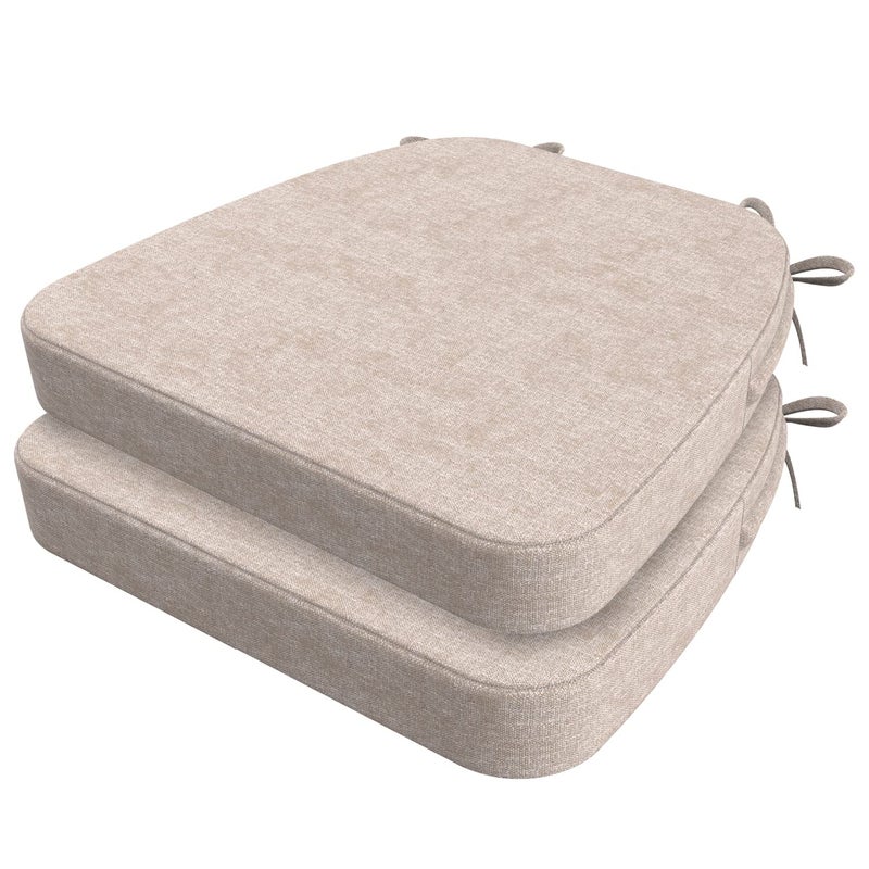 AAAAAcessories DShaped Chair Cushions 2 Thick Dining Chair Pads with Ties and Removable MachineWashable Cover 17 x 16 Beige