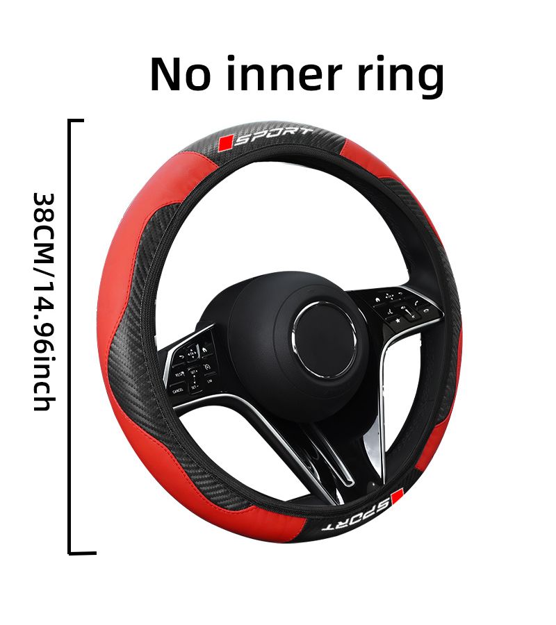 Pink Carbon Fiber Pattern Anti Slip Steering Wheel Cover Universal Fit Sporty Style - Image 3