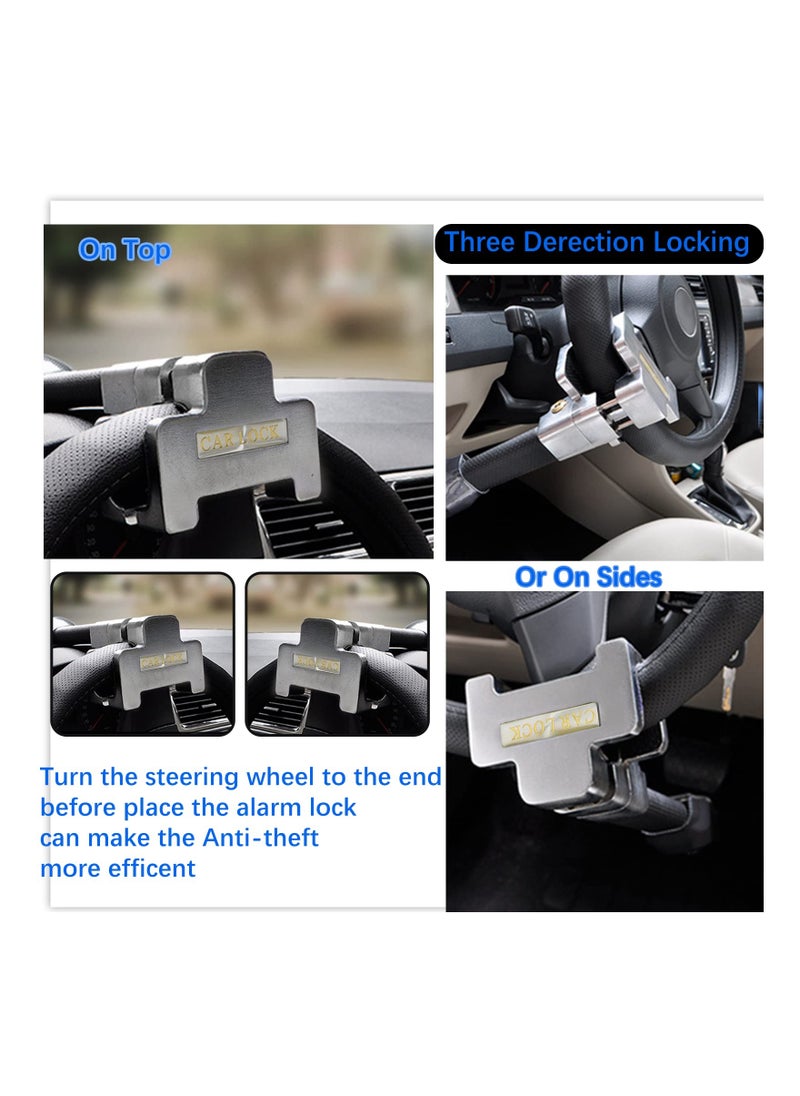 Generic - Heavy-Duty Steering Wheel Lock with Alarm - Universal Anti-Theft Device for Cars, Trucks, Vans, and SUVs - Enhanced Vehicle Security with 2 Keys Included - Image 1
