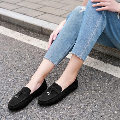 FUDYNMALC Loafers for Women Slip On Shoes: Casual Comfortable Penny Loafers Ladies Dressy Walking Flats for Business Work Office, Black, Size 7 - Image 2