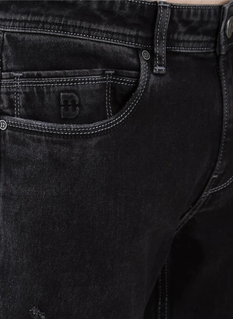 Being Human BLACK TONE Men Classic Slim Fit Mildly Distressed Light Fade Stretchable Jeans for Men | Best Price UAE