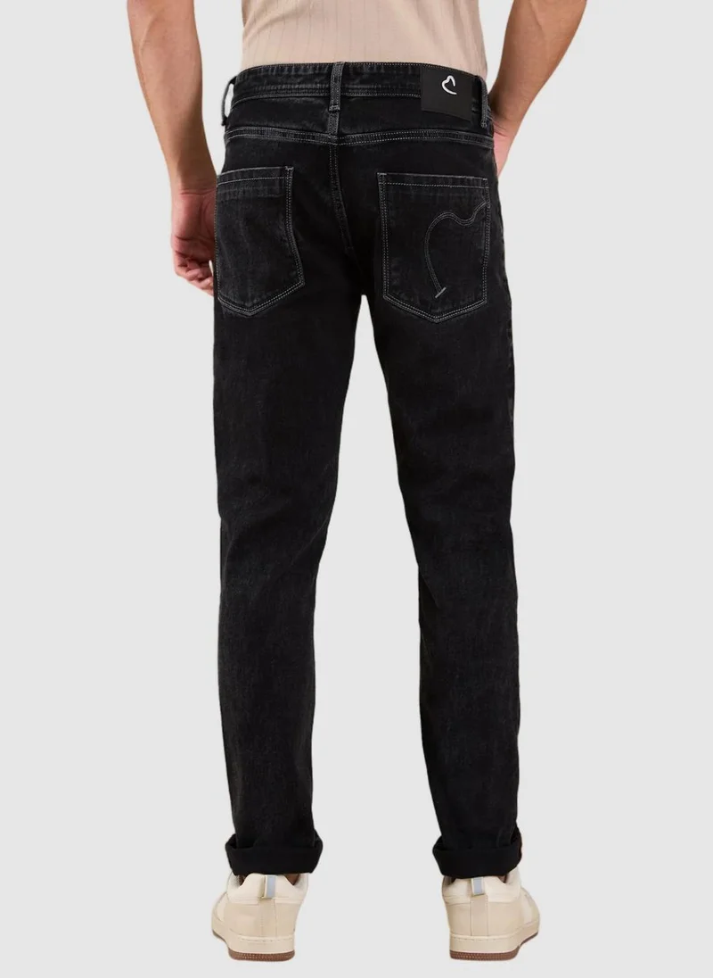 Being Human BLACK TONE Men Classic Slim Fit Mildly Distressed Light Fade Stretchable Jeans for Men | Best Price UAE